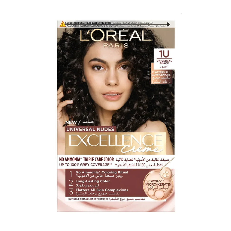 Loreal Hair Color Kit Excellence Universal Black 1U