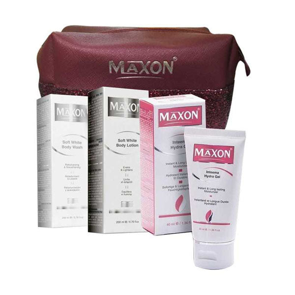 ماكسون باقة لتفتيح الجسم و تحت الابط والأماكن الحساسة 3 منتجات + حقيبة فاخرة مجاناً.