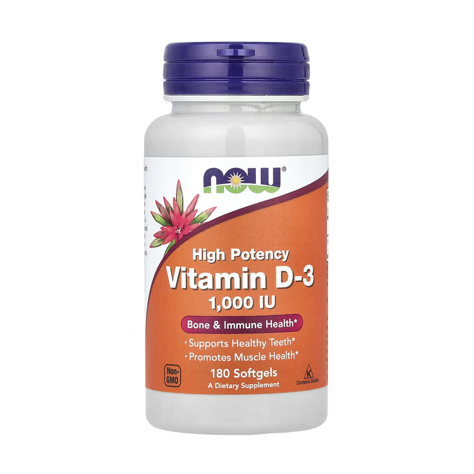 Now Foods Vitamin D3 Capsules (1000 IU) - 180 Capsules