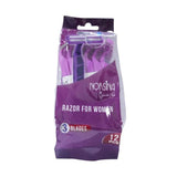 Norsina Women's Razor Blades, 3 Blades, 12 Pieces - Purple