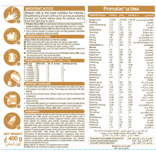 بريمالاك التيما سي ام ايه لعلاج حالات الحساسية حليب الأطفال 400 جم