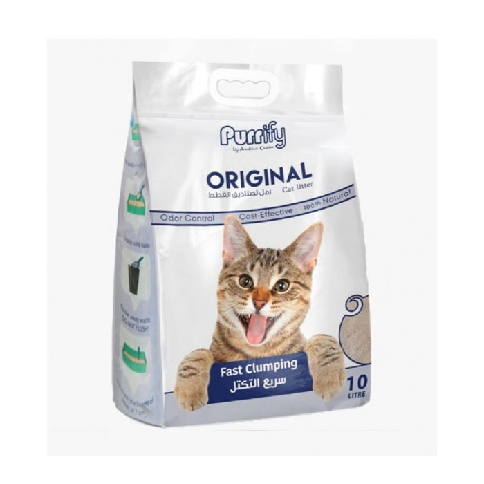 رمل قطط متكتل اوريجنال من بيورفاي بدون رائحة 10 لتر |  صيدلية.كوم.