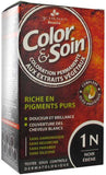 1N Color &amp; Soil hair dye kit without ammonia, 135 ml, ebony black