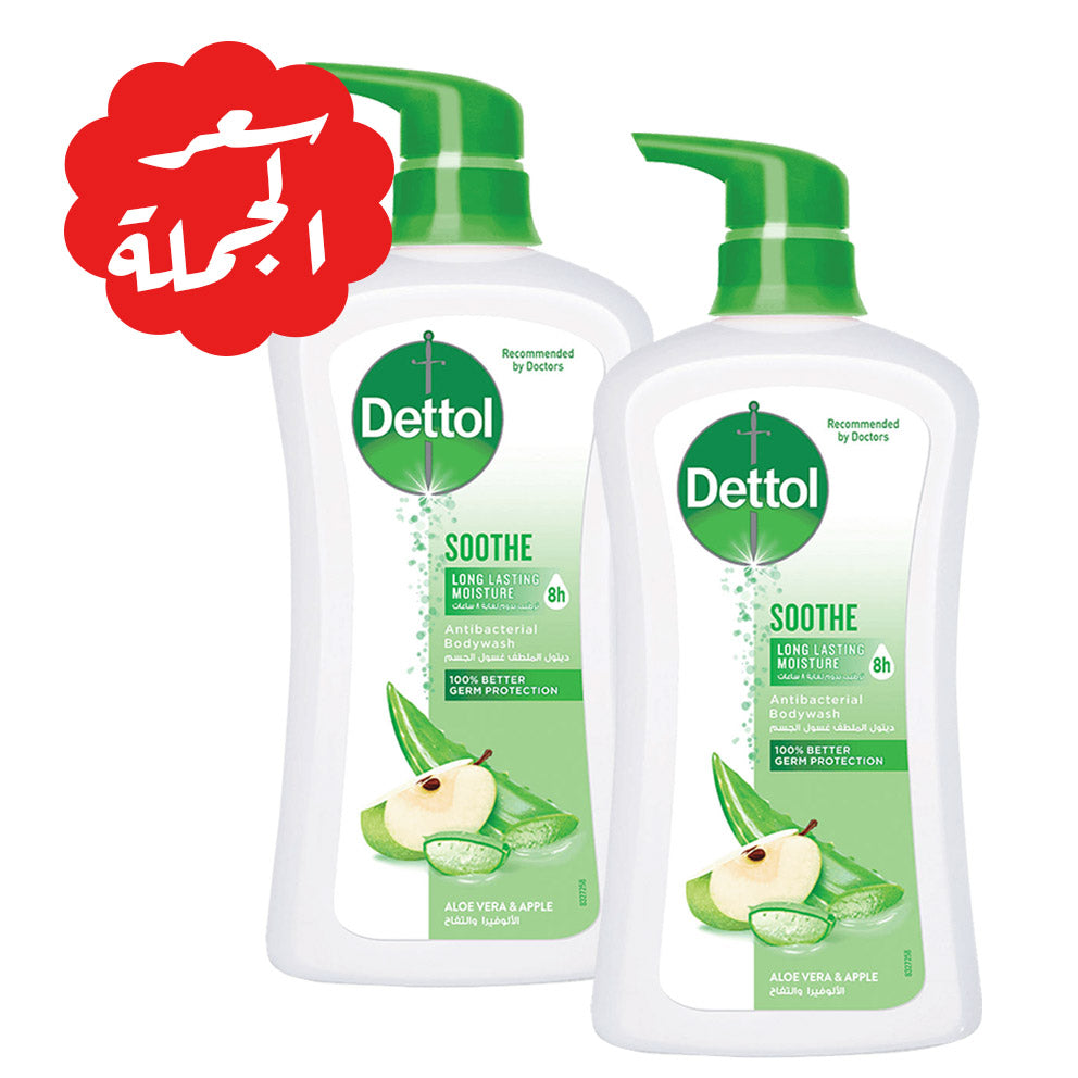 Presentation of Dettol Anti-Bacterial Body Wash Aloe Vera &amp; Apple - 500 ml x2