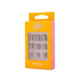 Glitz self-adhesive false nails, shiny silver, oval shape, 10