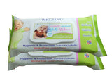 Wellzied Baby Wipes Sensitive Skin Newborn Alcohol Free - 100 Wipes x Show of 2 Packs