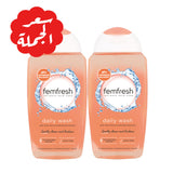 Presentation of Femfresh Soothing intimate wash, soap-free, with a mild fragrance, 250 ml x 2
