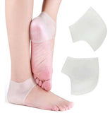 A pair of silicone exfoliating and moisturizing heels to protect against cracks