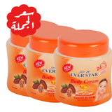 Presentation of Ever Star Body Cream with Cocoa Butter Extract and Vitamins 300 ml x 3